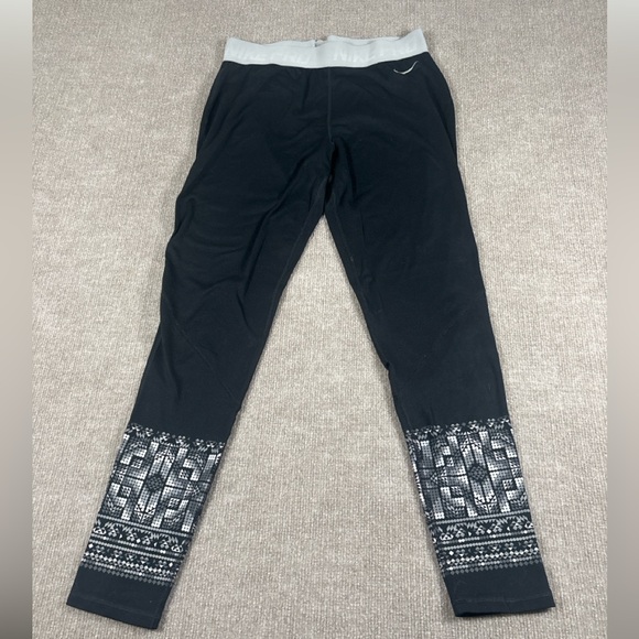 Nike Black Leggings with White Logo 1325 - Picture 1 of 5